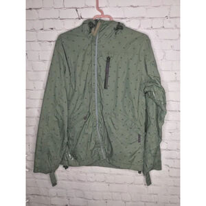 686 Olive Green Mesh Lined Full Zip Raincoat Windbreaker Jacket Women Small